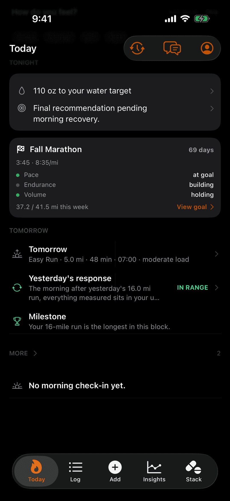Tonight: what is still outstanding, tomorrow's session with its expected load, and the decision pending morning recovery.
